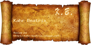 Kahr Beatrix névjegykártya